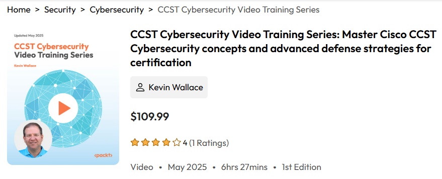 Imágenes · PacktPub – CCST Cybersecurity Video Training Series: Master Cisco CCST conceptos de ciberseguridad y estrategias avanzadas de defensa 2025-5
