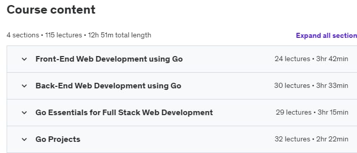 Course topics · LEARNING PATH: Go: Advancing into Web Development with Go 2017-11