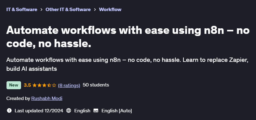 Pictures · Udemy — Automate workflows with ease using n8n – no code, no hassle. 2024-12