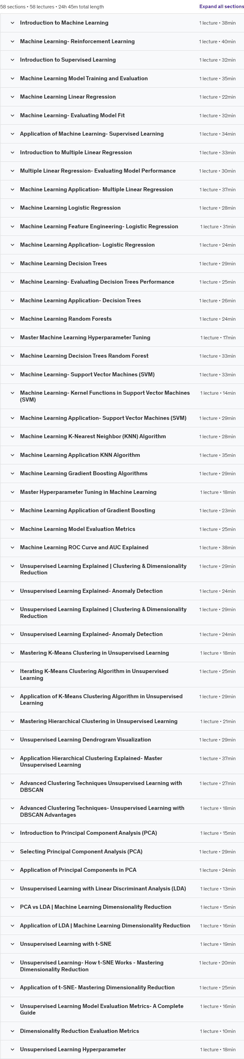 Course topics · Udemy — Mastery in Advanced Machine Learning & Applied AI™ 2024-11