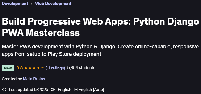 Pictures · Udemy — Build Progressive Web Apps: Python Django PWA Masterclass 2025-3