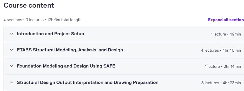 Sujets du cours · Ingénieur structurel : ETABS, SAFE & Design Workflow (G+)15) 2026-3