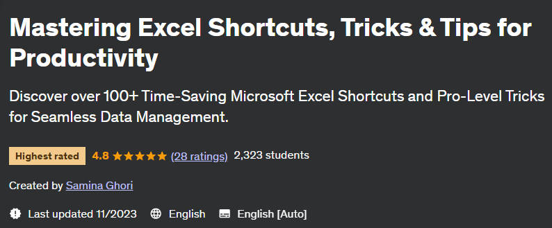 Pictures · Udemy — Mastering Excel Shortcuts, Tricks & Tips for Productivity 2023-11