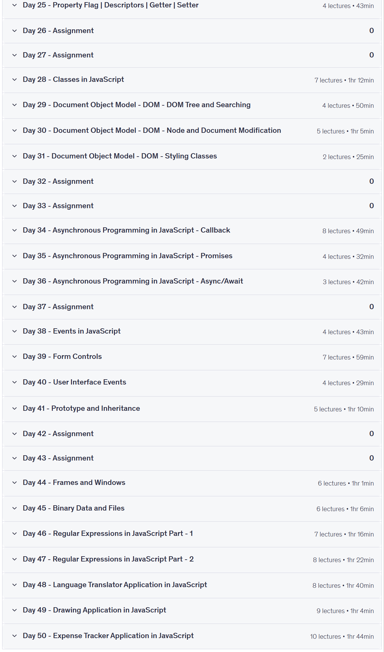 Sujets du cours · 50 Les jours de JavaScriptDe zéro à devenir un développeur 2026-7