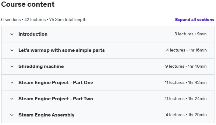 Course topics · Udemy — Catia V5 Practice Projects – From Beginner to Expert Designs 2022-3