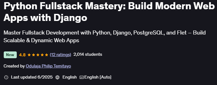 图片 · Python Fullstack Mastery:构建现代Web应用 Django 2025-5