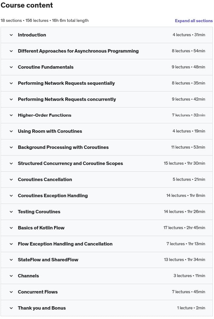 Course topics · Kotlin Coroutines and Flow for Android Development [2023] 2023-1