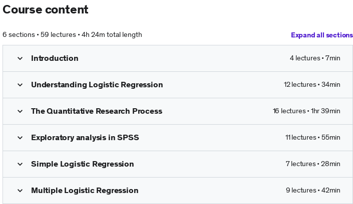 Course topics · Udemy — Logistic Regression in SPSS: A Complete Guide 2021-2