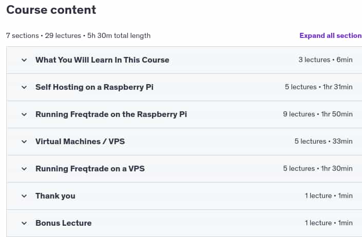 Course topics · Udemy — Run Your Trading Robot on a VPS or Raspberry Pi 24/7 2024-5