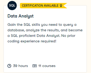 Datacamp — Data Analyst in SQL 2023-11