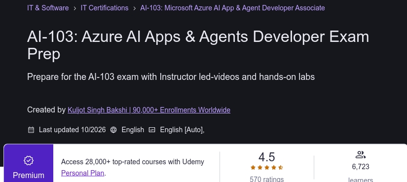 Pictures · Udemy — AI-103: Azure AI Apps & Agents Developer Exam Prep 2026-10