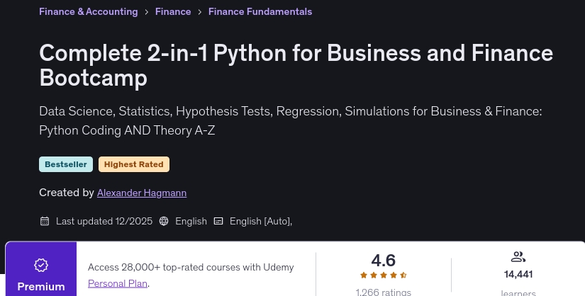 Изображения · Полностью 2- в -1 Python Бизнес и финансы Bootcamp 2025-12