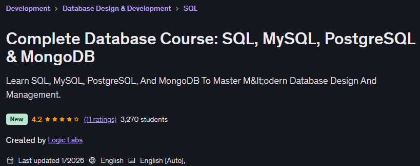 Pictures · Complete Database Course: SQL, MySQL, PostgreSQL & MongoDB 2026-1