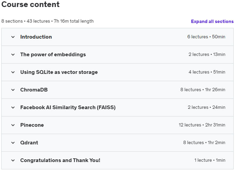 Course topics · Master Vector Databases 2023-11