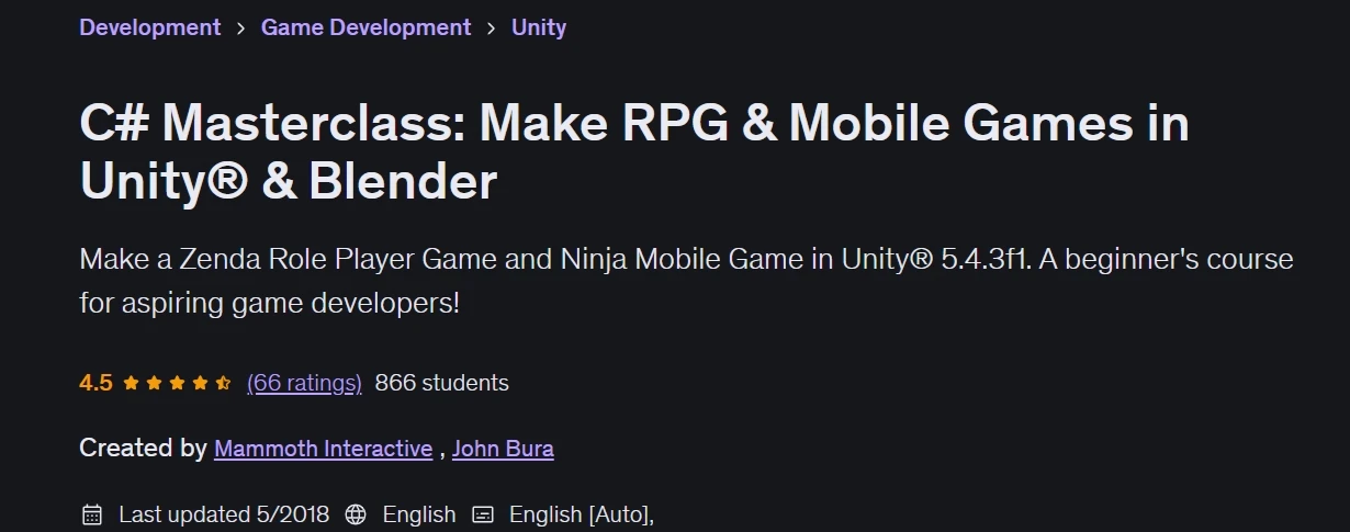 Pictures · Udemy — C# Masterclass: Make RPG & Mobile Games in Unity® & Blender 2018-5
