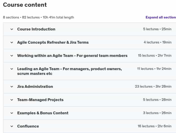 Course topics · Udemy — Learn Jira with real-world examples 2024 (+Confluence bonus) 2024-11