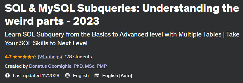 Pictures · Udemy — SQL & MySQL Subqueries: Understanding the weird parts – 2023 2023-3