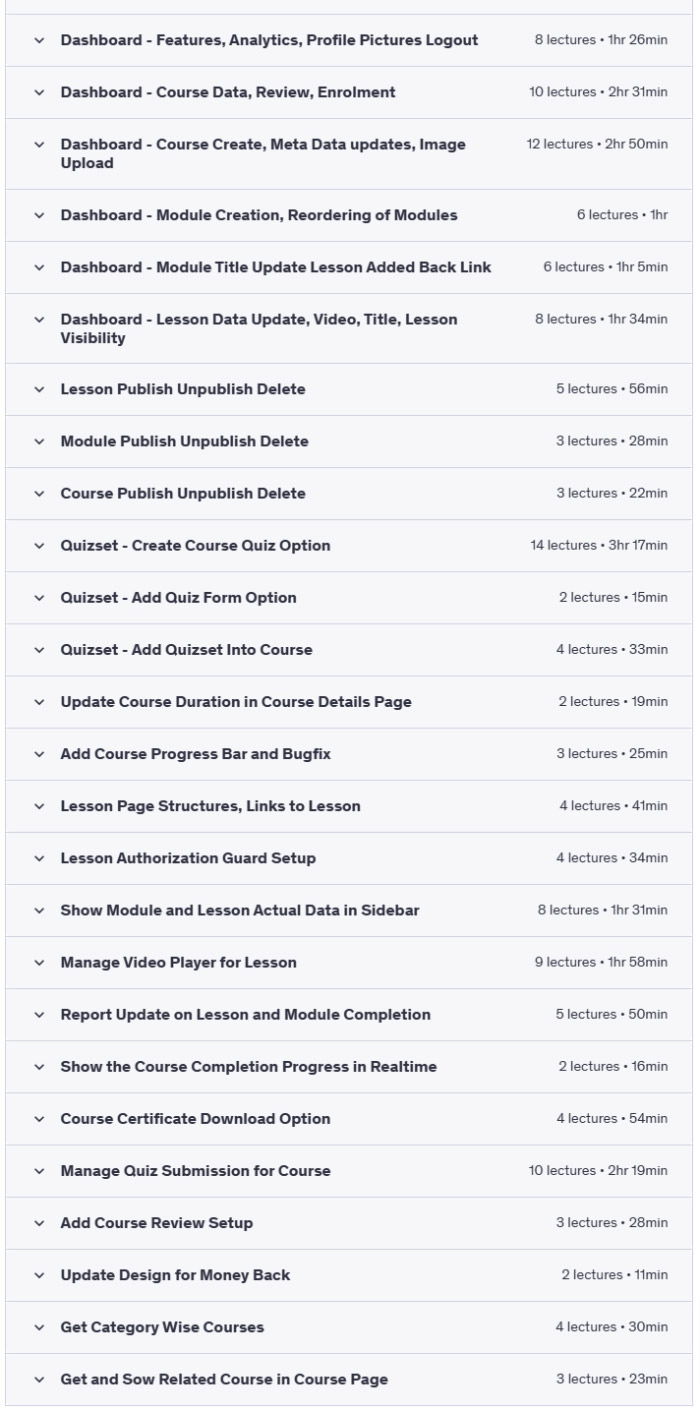 Course topics · Next.js 15 Full Stack Complete Learning Management System 2025-2