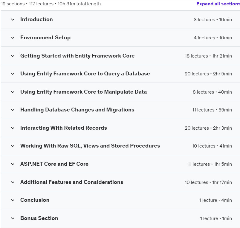 Course topics · Entity Framework Core – A Full Tour 2023-11