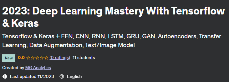 Pictures · Udemy — 2023: Deep Learning Mastery With Tensorflow & Keras 2023-11