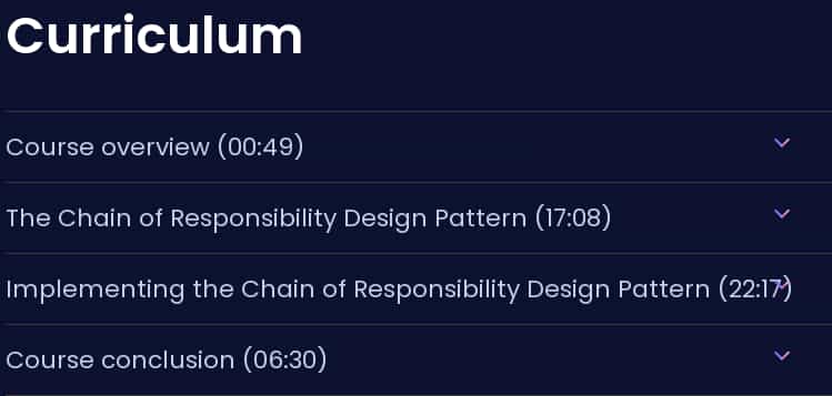 Course topics · Dometrain — Design Patterns in C#: Chain of Responsibility 2024-11