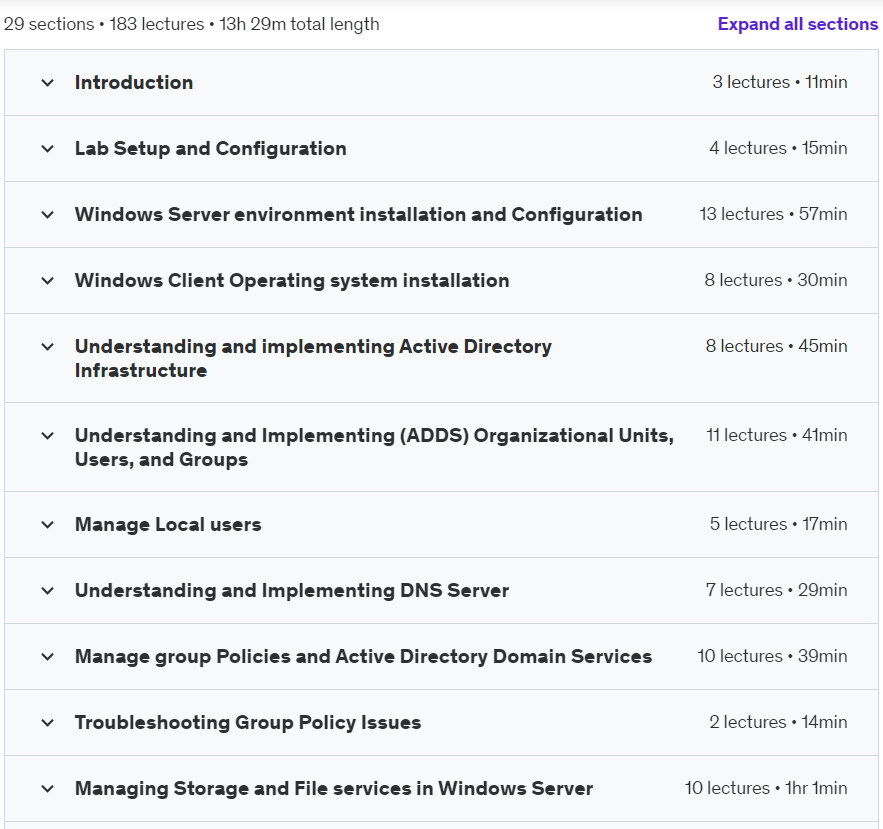Course topics · Udemy — Mastering IT Systems Administration & Azure Cloud Engineer 2024-3
