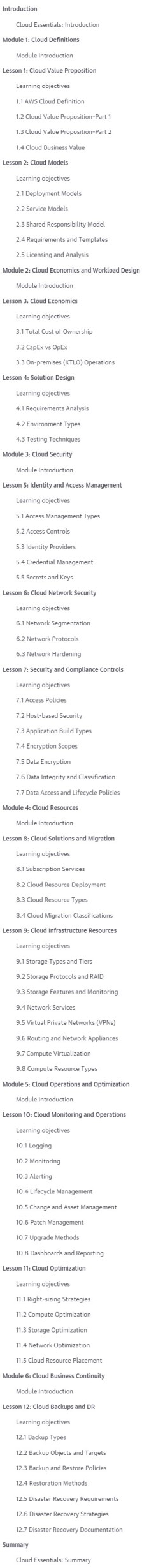 Course topics · Oreilly – Cloud Essentials 2023-11