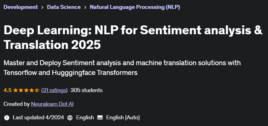 Pictures · Udemy — Deep Learning: NLP for Sentiment analysis & Translation 2025 2023-8
