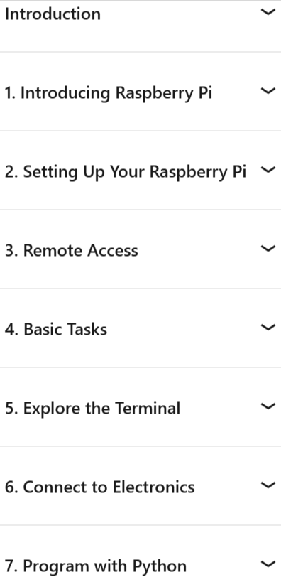 موضوعات الدورة · Raspberry Pi التدريبات الأساسية 2025-7