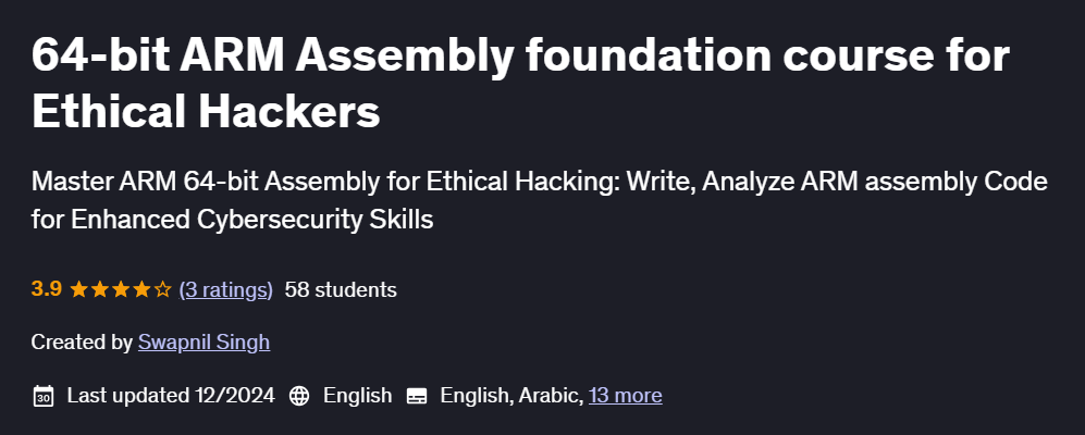 Pictures · Udemy — 64-bit ARM Assembly foundation course for Ethical Hackers 2024-12
