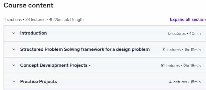 Course topics · Udemy — Mechanical concept design Problem solving with 15 projects 2022-12