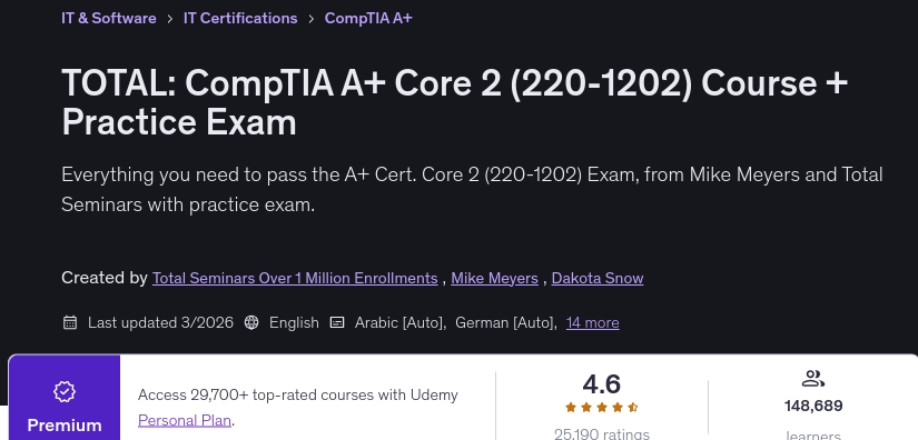 Pictures · TOTAL: CompTIA A+ Core 2 (220-1202) Course + Practice Exam 2026-3