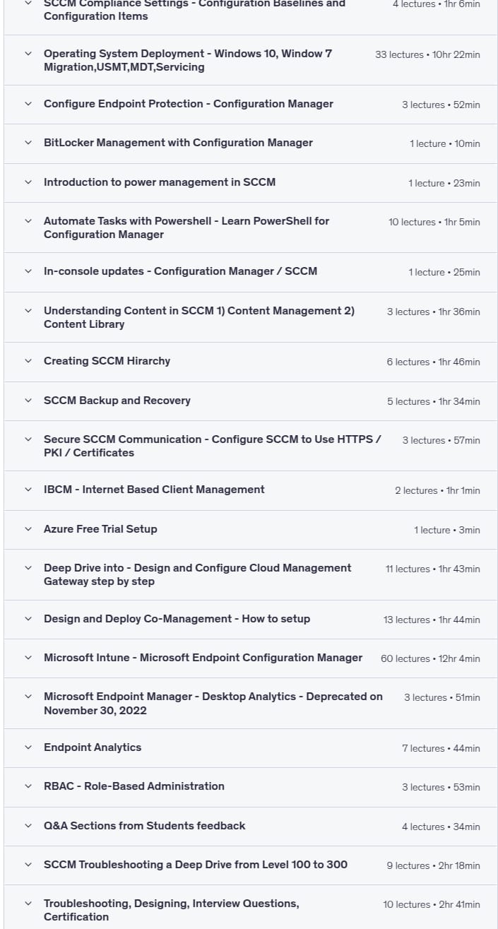 コースのトピック · Microsoft Configuration Manager (SCCM) トレーニング 2025-5
