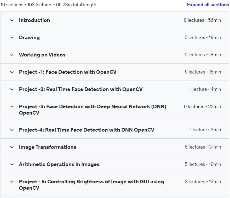Course topics · Practical Image Processing with OpenCV & Python with Project 2022-3