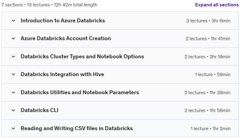 Course topics · Udemy — Azure Databricks Master Program [real time scenarios + Labs] 2023-7