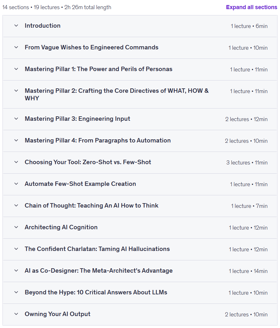 Course topics · Prompt Engineering Certification: Master AI 2025-10