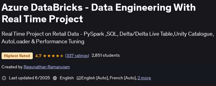 이미지 · Azure DataBricks - 실시간 프로젝트 데이터 엔지니어링 2025-6