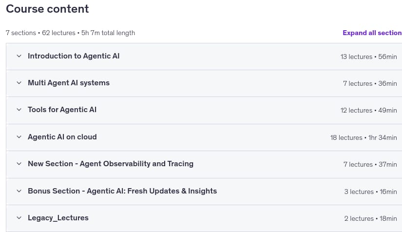 Course topics · Agentic AI for Beginner: Build AI Agents From Scratch 2026-6