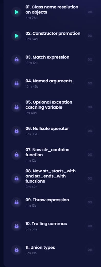 Course topics · Codecourse – New in PHP 8 2020-10