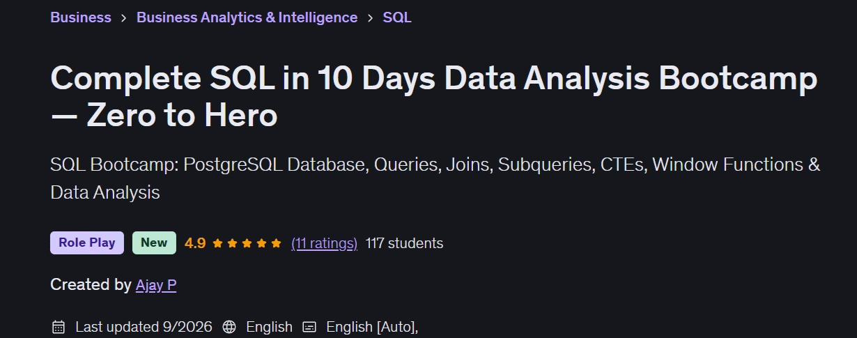 الصور · كاملة SQL في 10 اليوم تحليل البيانات Bootcamp – Zero to Hero 2026-8
