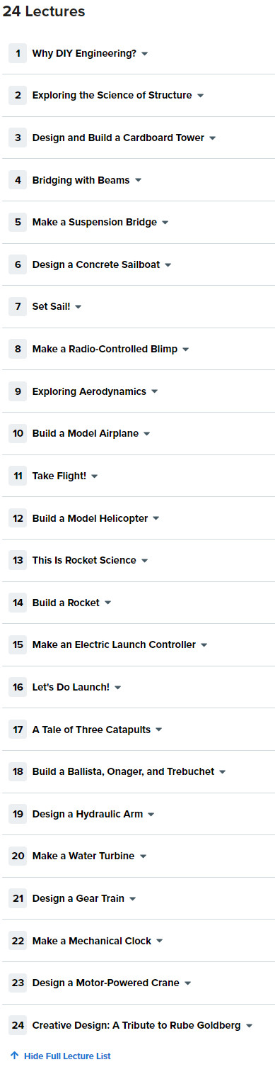 Course topics · TheGreatCourses — Do-It-Yourself Engineering 2018-8