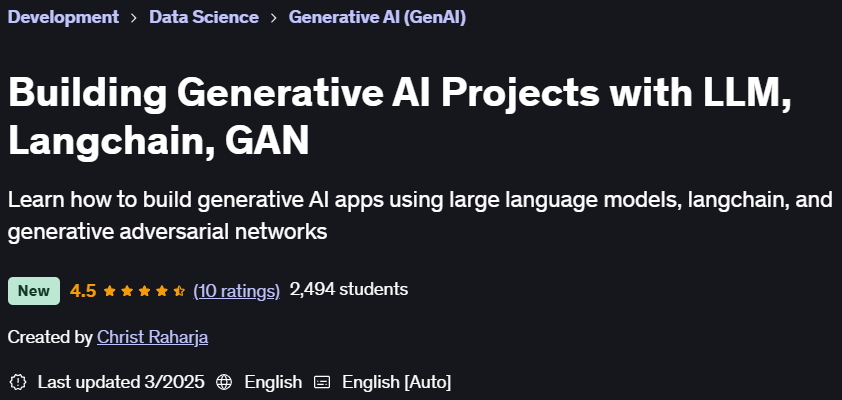 Pictures · Building Generative AI Projects with LLM, Langchain, GAN 2025-3