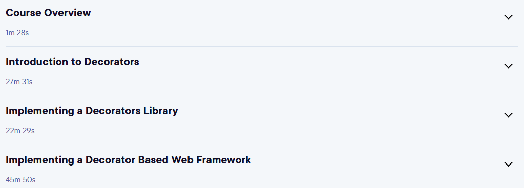 Course topics · Creating and Using Decorators in JavaScript 2024-3