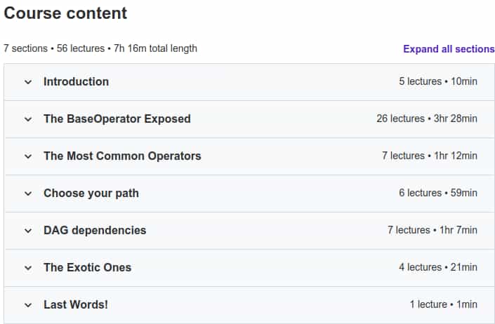 Course topics · Udemy — Apache Airflow: The Operators Guide 2022-12