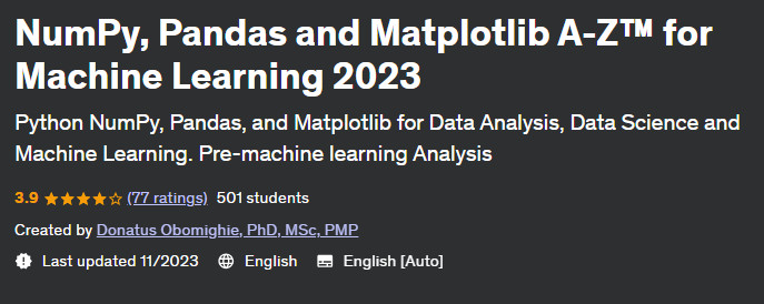 Pictures · Udemy — NumPy, Pandas and Matplotlib A-Z™ for Machine Learning 2023 2021-6