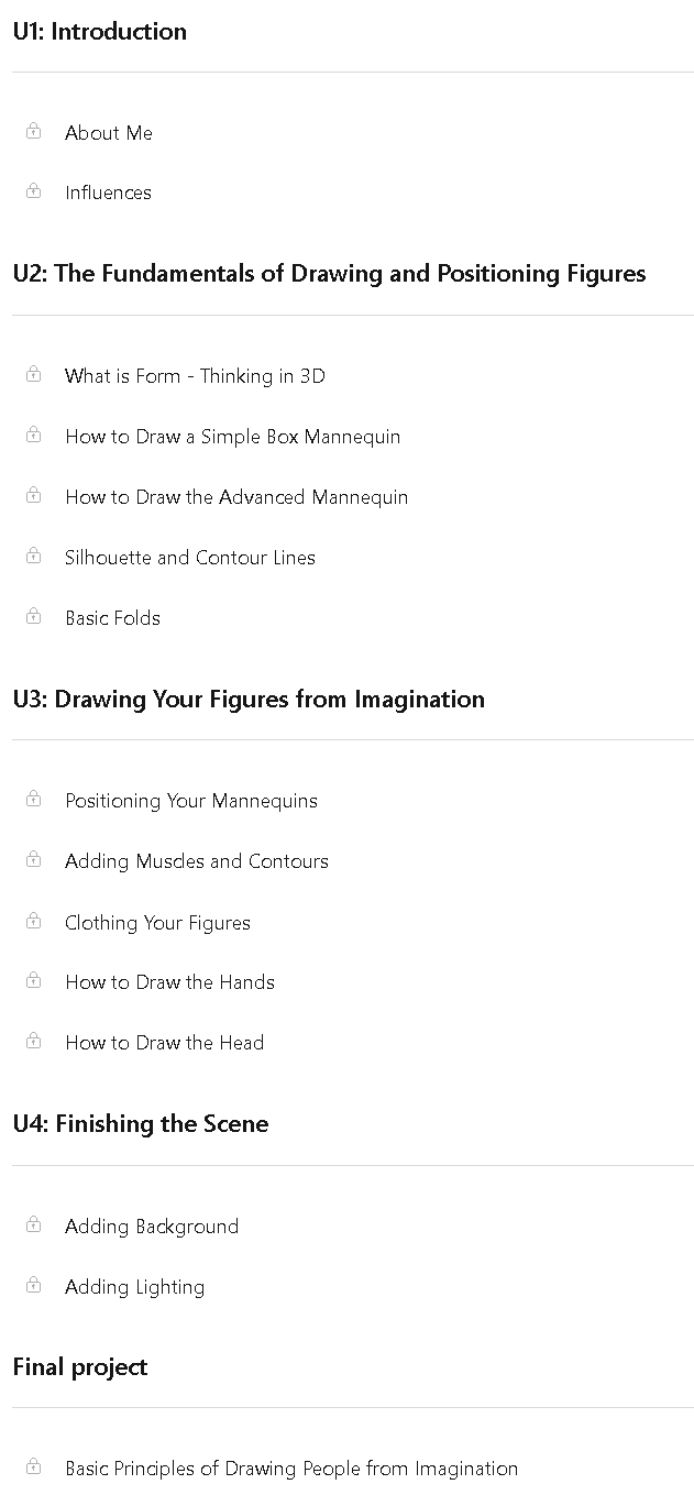 Course topics · Basic Principles of Drawing People from Imagination 2021-8