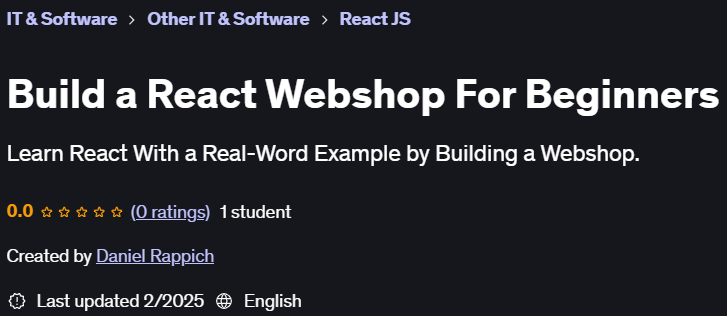 Pictures · Udemy — Build a React Webshop For Beginners 2025-2