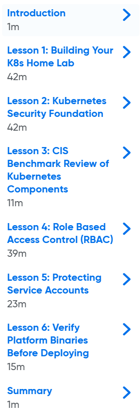 Course topics · Oreilly – Kubernetes Security Basics 2025-4