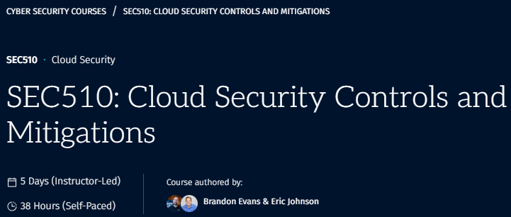 Pictures · SANS — SEC510: Cloud Security Controls and Mitigations 2025-6