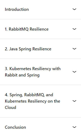 Course topics · LinkedIn — Data Resilience with Spring and RabbitMQ Event Streaming 2024-9
